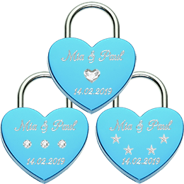 Heart love lock blue with Swarovski® crystals