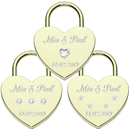 Heart love lock gold with Swarovski® crystals