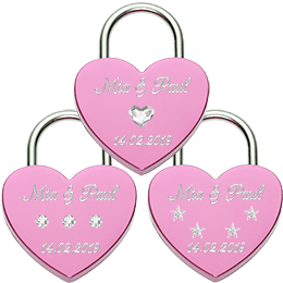 Liebesschloss in Herzform Pink mit Swarovski®-Kristallen