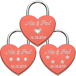 Heart love lock red with Swarovski® crystals