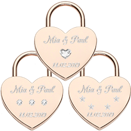 Heart love lock rose with Swarovski® crystals