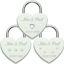 Heart love lock silver with Swarovski® crystals