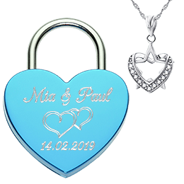 Cadenas de coeur bleu avec avec collier en argent