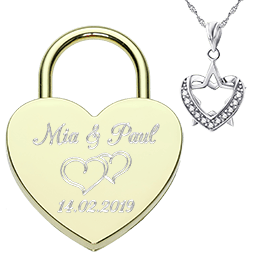 Heart love lock gold with silver necklace