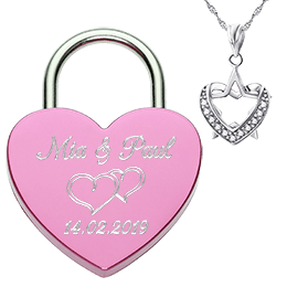 Cadenas de coeur rose avec avec collier en argent