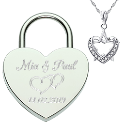 Heart love lock silver with silver necklace