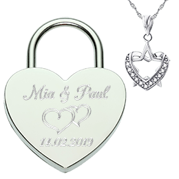 Heart love locks with silver necklace